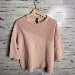 Marla Wynne Pink Ribbed Women's Sweater Size L